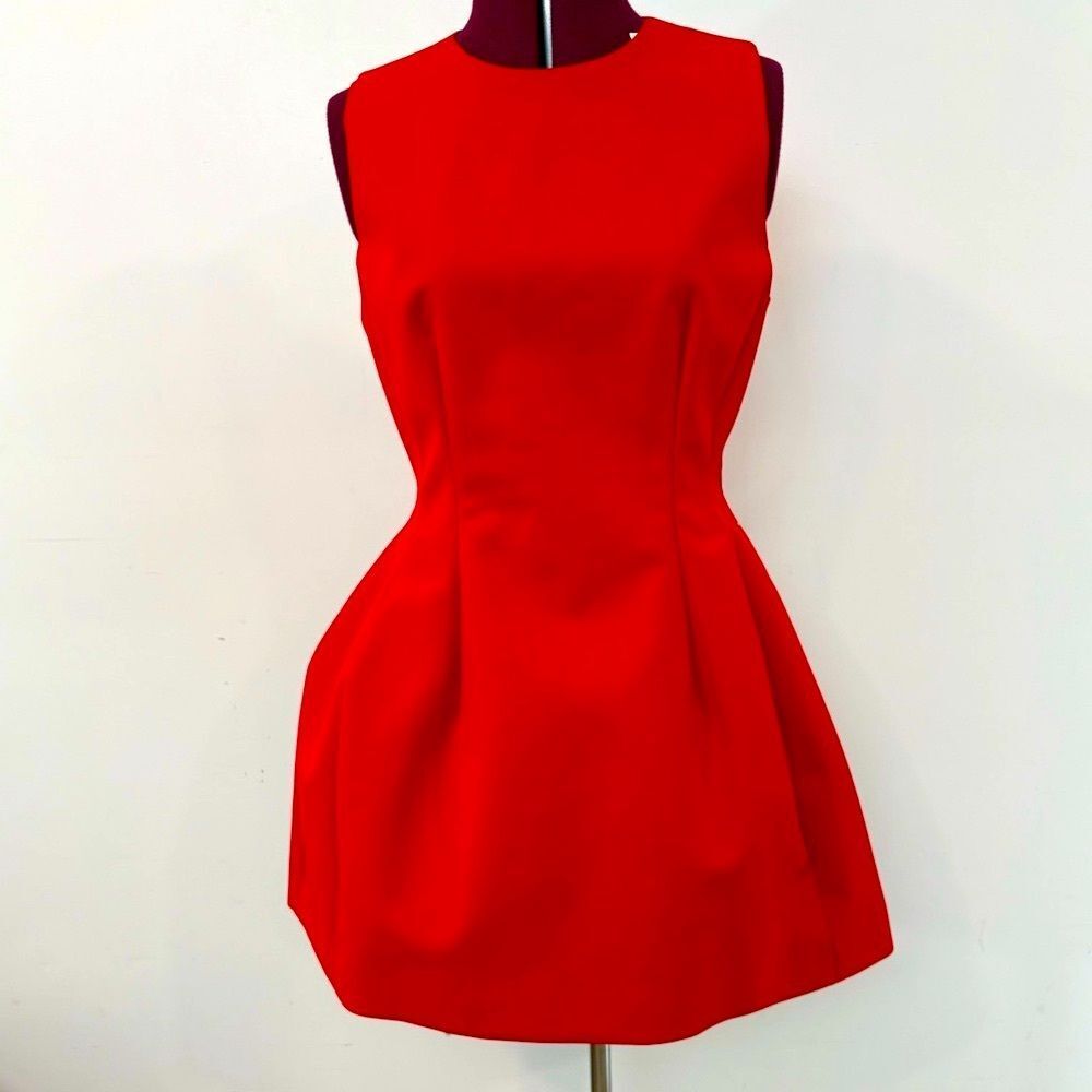 ZARA Studio Woman Limited Tulip Structured Shift Party Cocktail Red Mini Dress